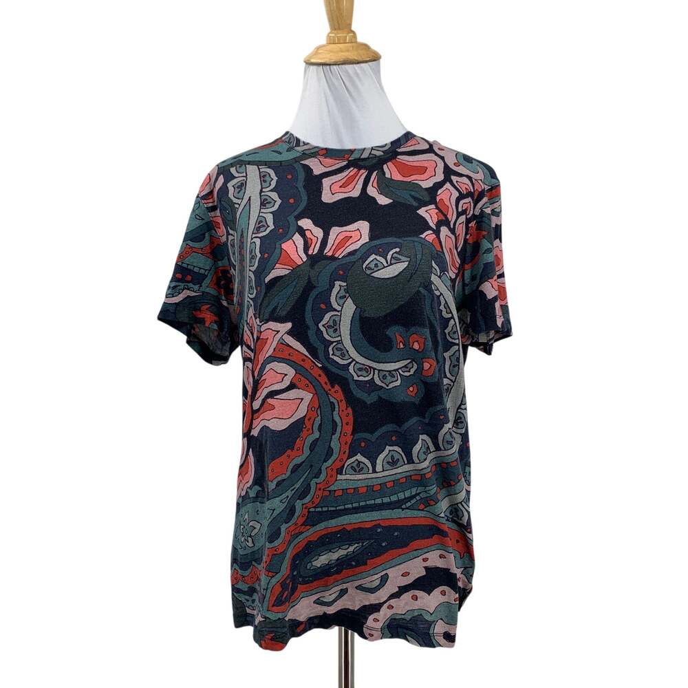 Ted Baker T Shirt Womens 3 Paisley Crew Neck Boho Psych Geometric Short Sleeve